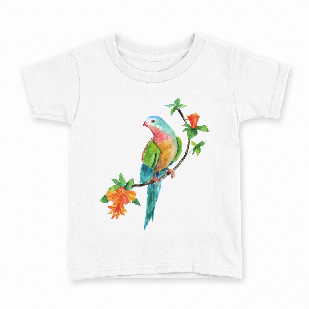 tシャツ キッズ 半袖 白地 デザイン 140 サイズ Tシャツ ティーシャツ T shirt 016279 植物 草 鳥
