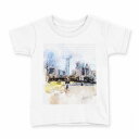 tシャツ キッズ 半袖 白地 デザイン 90 Tシャツ ティーシャツ T shirt 016301 街並み 色彩(4)