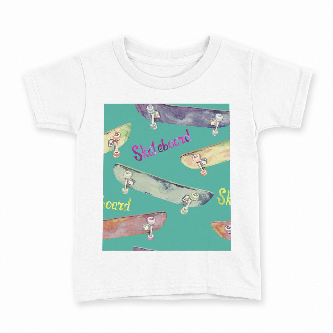tシャツ キッズ 半袖 白地 デザイン 110 サイズ Tシャツ ティーシャツ T shirt 016307 スケボー