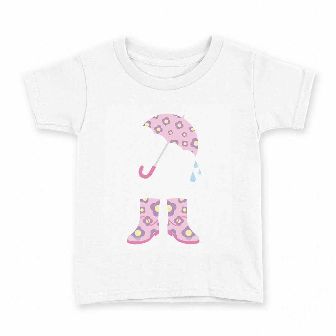 tシャツ キッズ 半袖 白地 デザイン 110 サイズ Tシャツ ティーシャツ T shirt 016336 傘 梅雨 カラフル