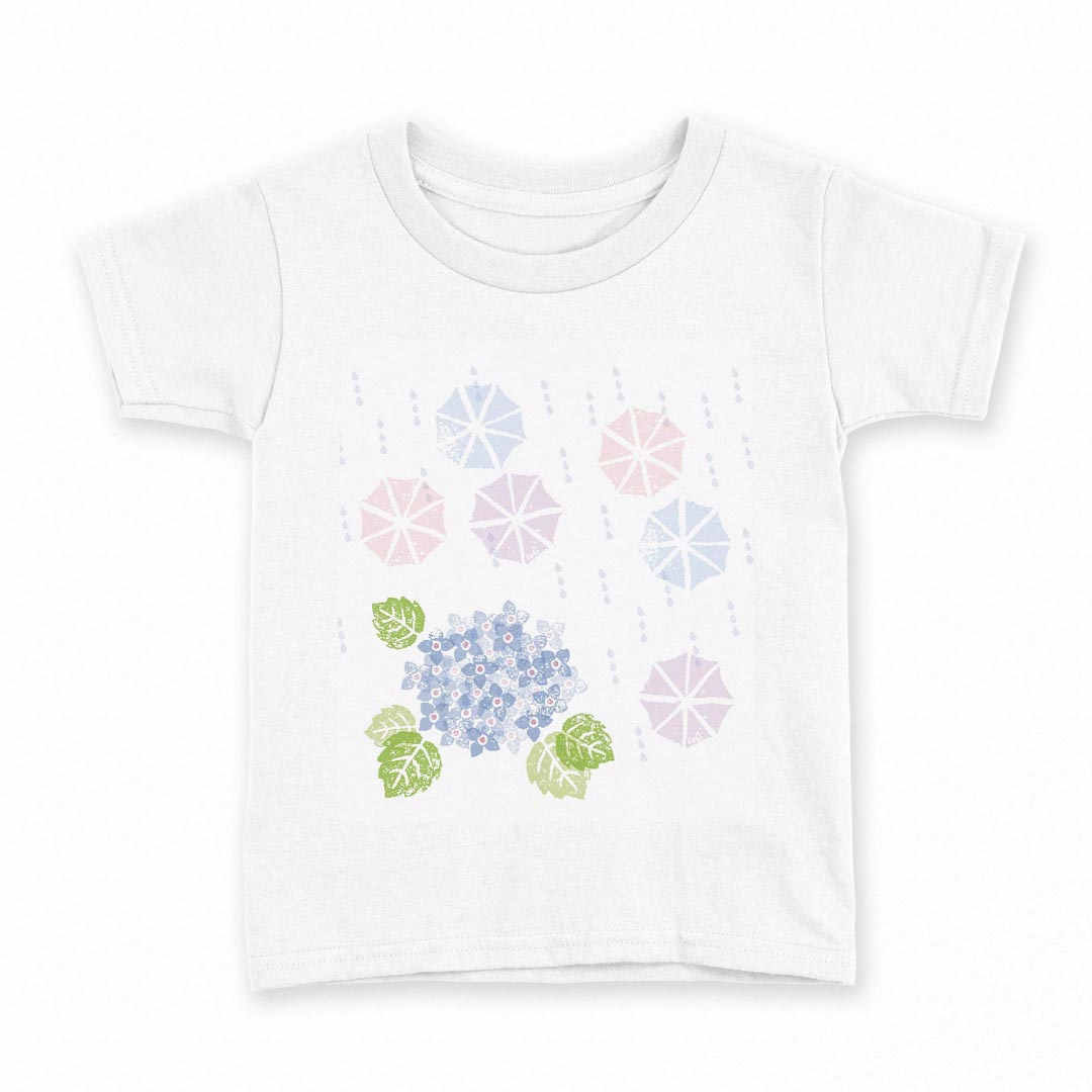 tシャツ キッズ 半袖 白地 デザイン 90 Tシャツ ティーシャツ T shirt 016338 あじさい 梅雨 花