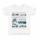 tシャツ キッズ 半袖 白地 デザイン 100 サイズ Tシャツ ティーシャツ T shirt 016428 乗り物 飛行機 バス トラック 車(4)