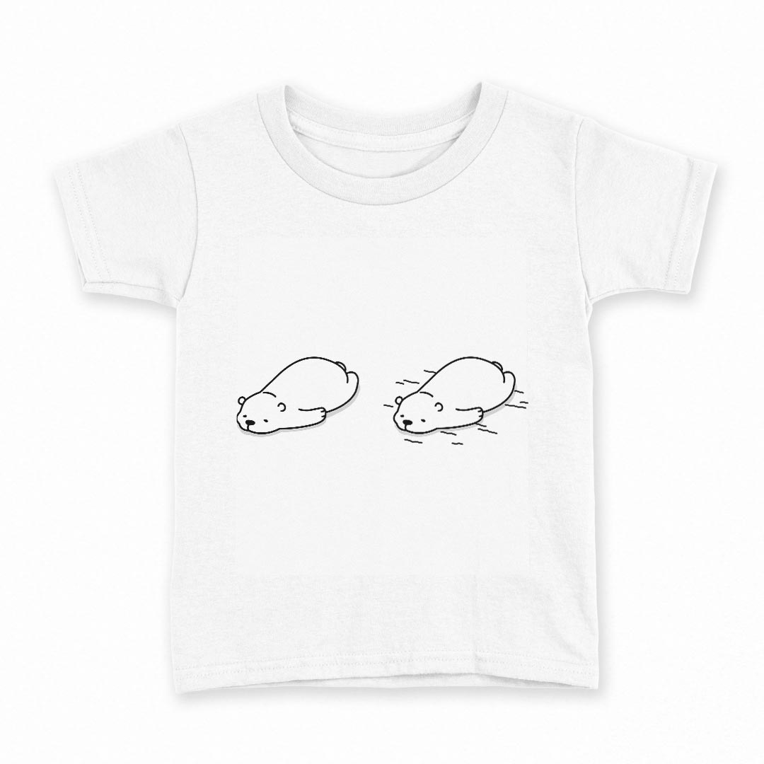 tシャツ キッズ 半袖 白地 デザイン 130 サイズ Tシャツ ティーシャツ T shirt 016436 シロクマ　動物