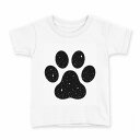 tシャツ キッズ 半袖 白地 デザイン 110 サイズ Tシャツ ティーシャツ T shirt 016448 犬 肉球 モノクロ(4)
