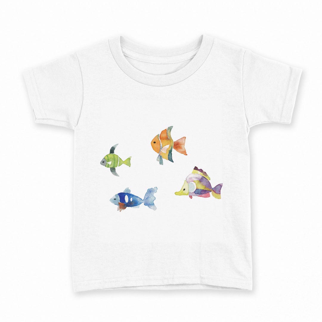 tシャツ キッズ 半袖 白地 デザイン 90 Tシャツ ティーシャツ T shirt 016462 魚 カラフル