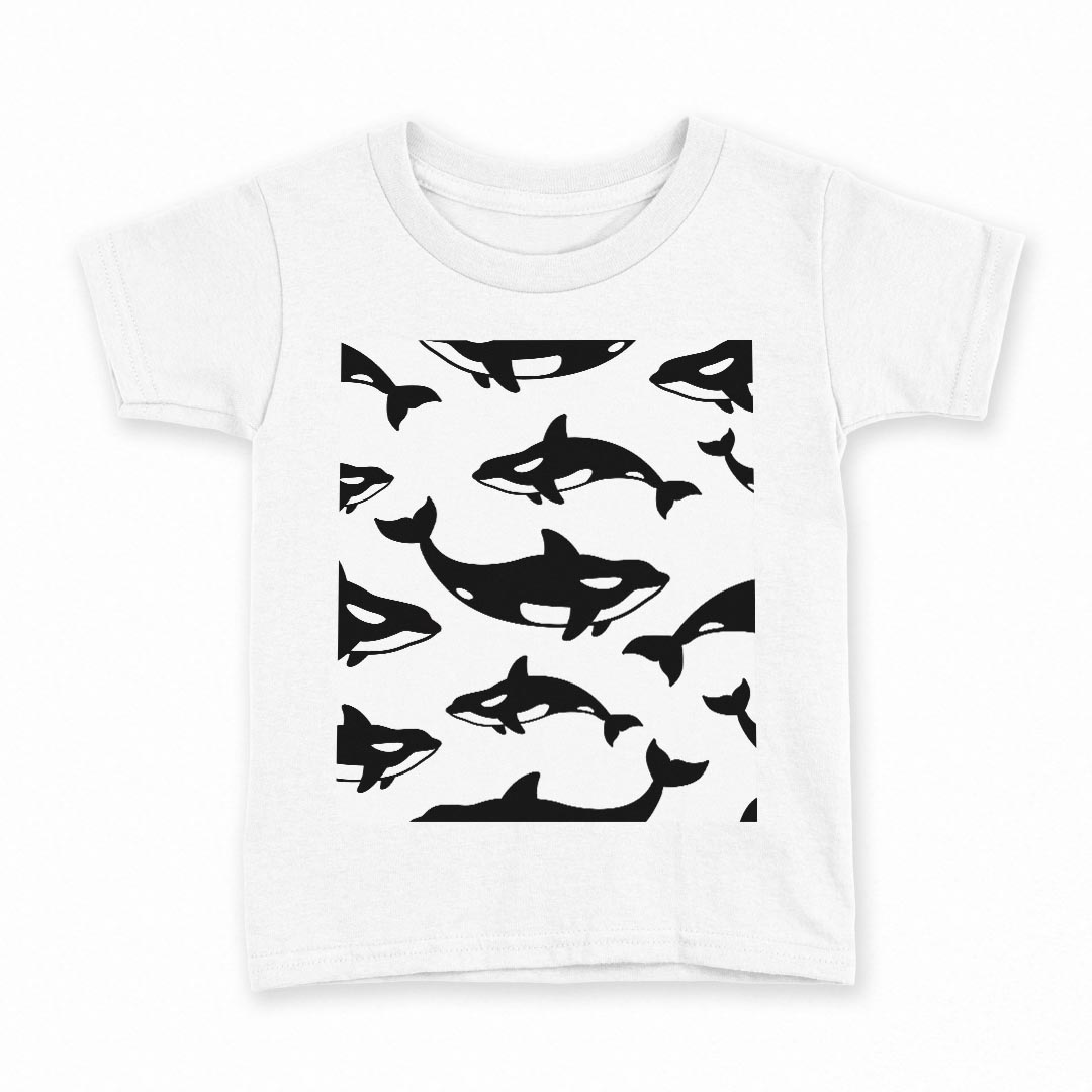 tシャツ キッズ 半袖 白地 デザイン 100 サイズ Tシャツ ティーシャツ T shirt 016476 いるか　魚　シ..