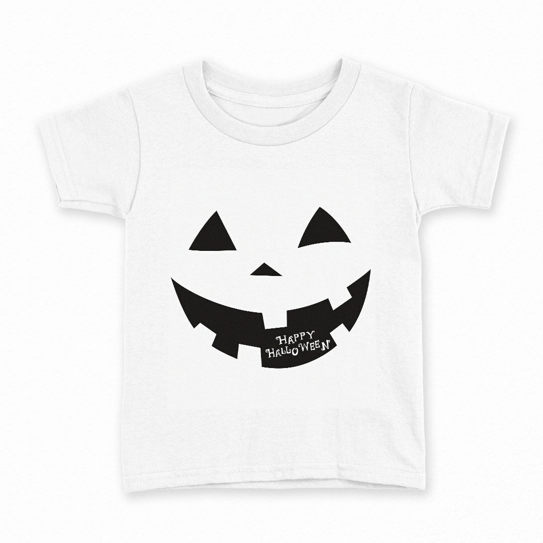 tシャツ キッズ 半袖 白地 デザイン 130 サイズ Tシャツ ティーシャツ T shirt 017433 顔　かぼちゃ　..