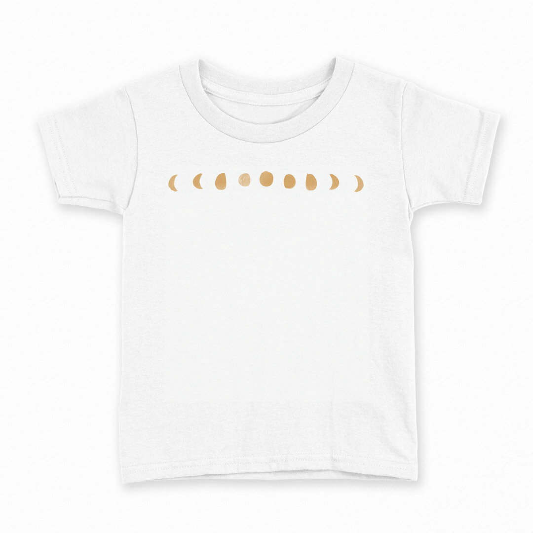 tシャツ キッズ 半袖 白地 デザイン 110 サイズ Tシャツ ティーシャツ T shirt 017493 月の満ち欠け　夜　月
