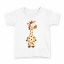 tシャツ キッズ 半袖 白地 デザイン 90 Tシャツ ティーシャツ T shirt 017512 キリン きりん 手書き風(4)