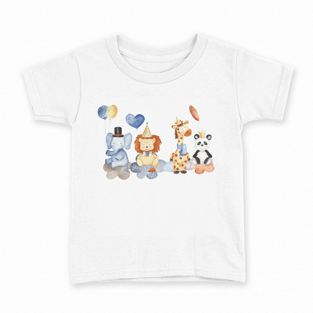 tシャツ キッズ 半袖 白地 デザイン 90 Tシャツ ティーシャツ T shirt 017518 アニマル 雲 風船