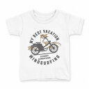 tシャツ キッズ 半袖 白地 デザイン 130 サイズ Tシャツ ティーシャツ T shirt 017529 バイク ヴィンテージ レトロ