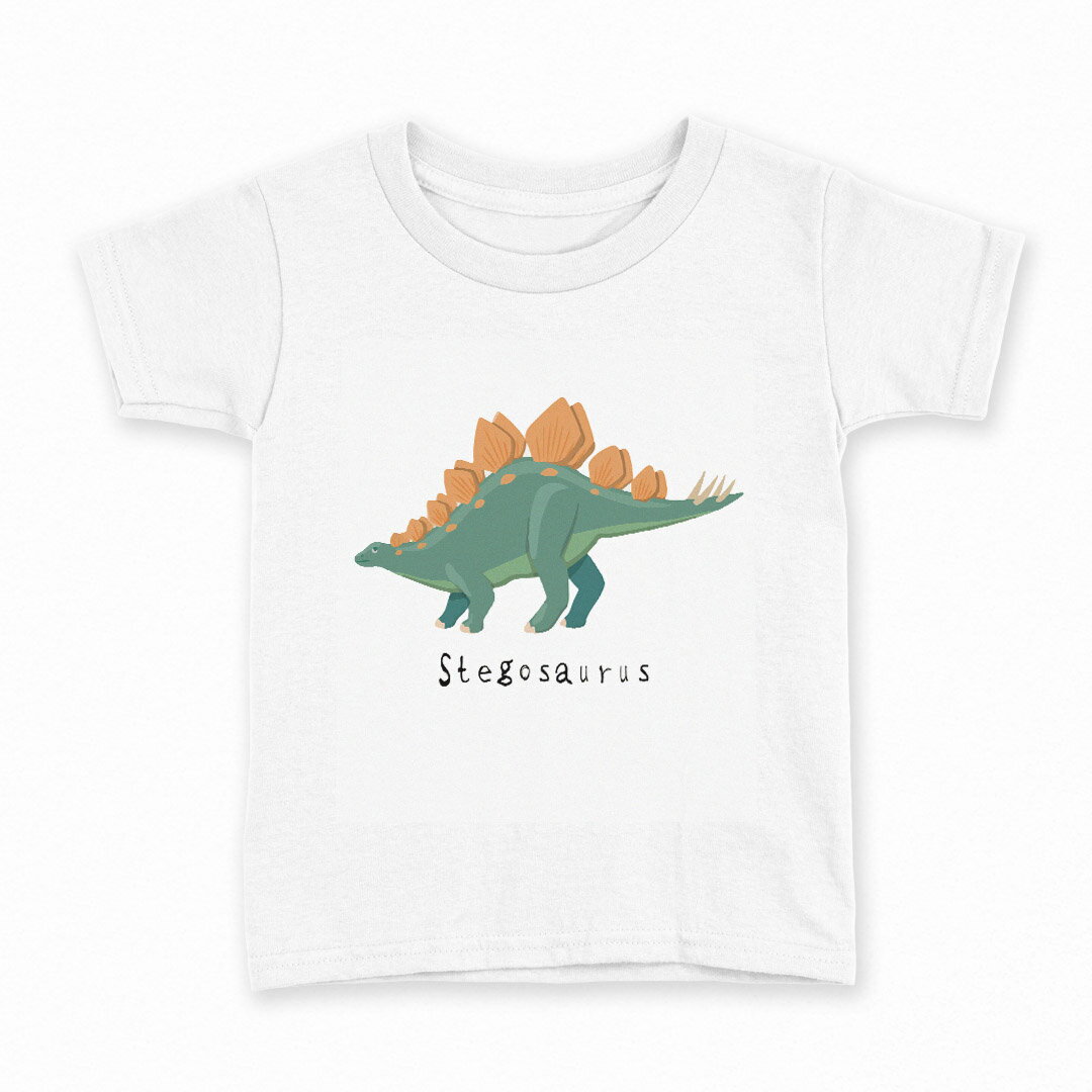 tシャツ キッズ 半袖 白地 デザイン 110 サイズ Tシャツ ティーシャツ T shirt 017686 恐竜　Stegosaur..