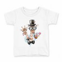 tシャツ キッズ 半袖 白地 デザイン 130 サイズ Tシャツ ティーシャツ T shirt 017757 麒麟 きりん Giraffe 動物(4)