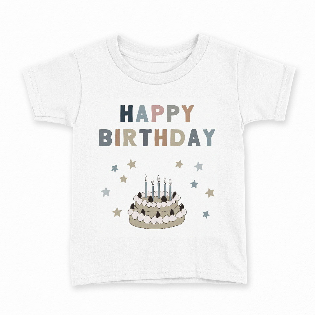 tシャツ キッズ 半袖 白地 デザイン 120 サイズ Tシャツ ティーシャツ T shirt 017797 Birthday ケーキ..