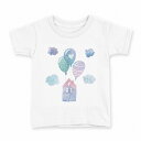 tシャツ キッズ 半袖 白地 デザイン 140 サイズ Tシャツ ティーシャツ T shirt 017798 梅雨 雨の家 雲 風船(4)