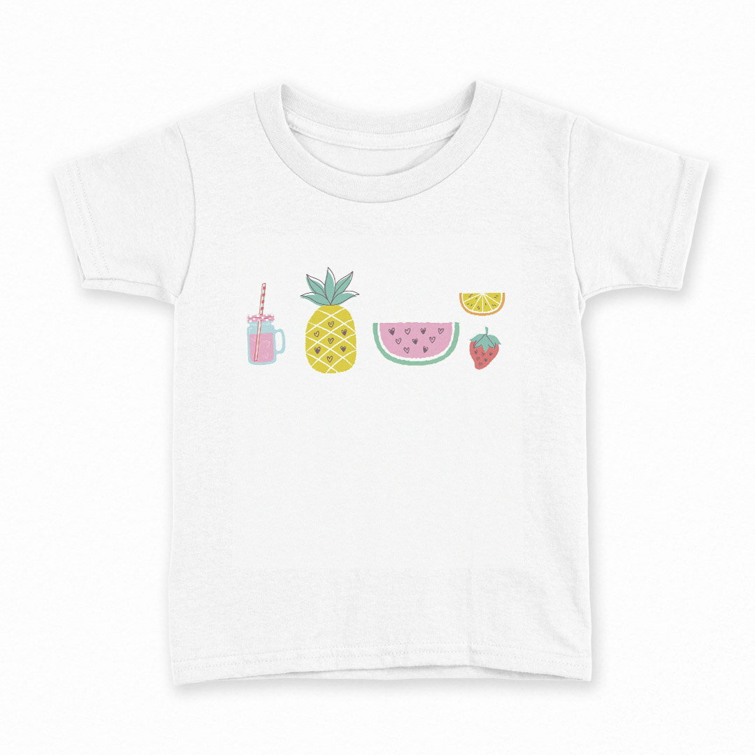 tシャツ キッズ 半袖 白地 デザイン 130 サイズ Tシャツ ティーシャツ T shirt 017812 スイカ　パイナ..