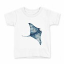 tシャツ キッズ 半袖 白地 デザイン 120 サイズ Tシャツ ティーシャツ T shirt 017847 Underwater マンタ エイ 海の中(4)