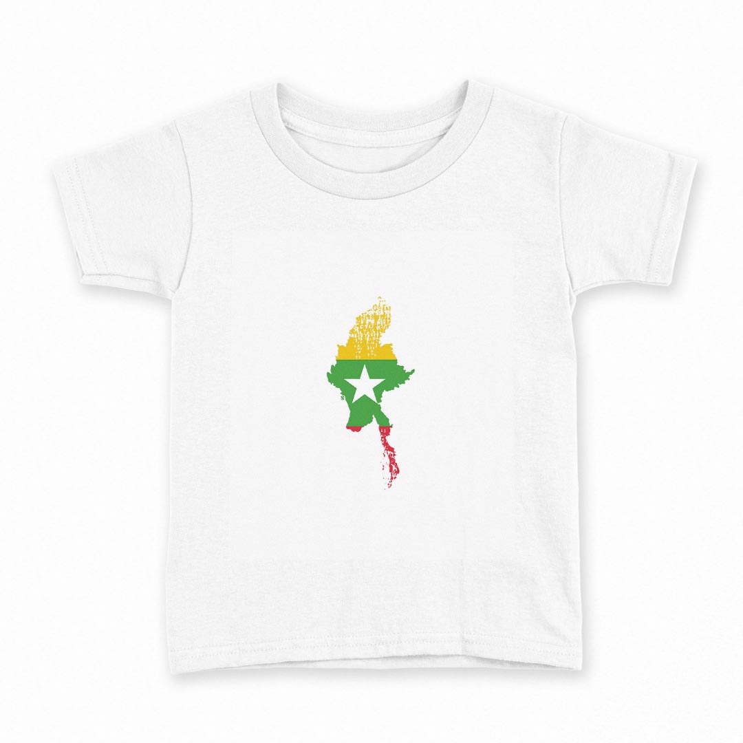 tシャツ キッズ 半袖 白地 デザイン 130 サイズ Tシャツ ティーシャツ T shirt 018895 myanmar ミャンマー