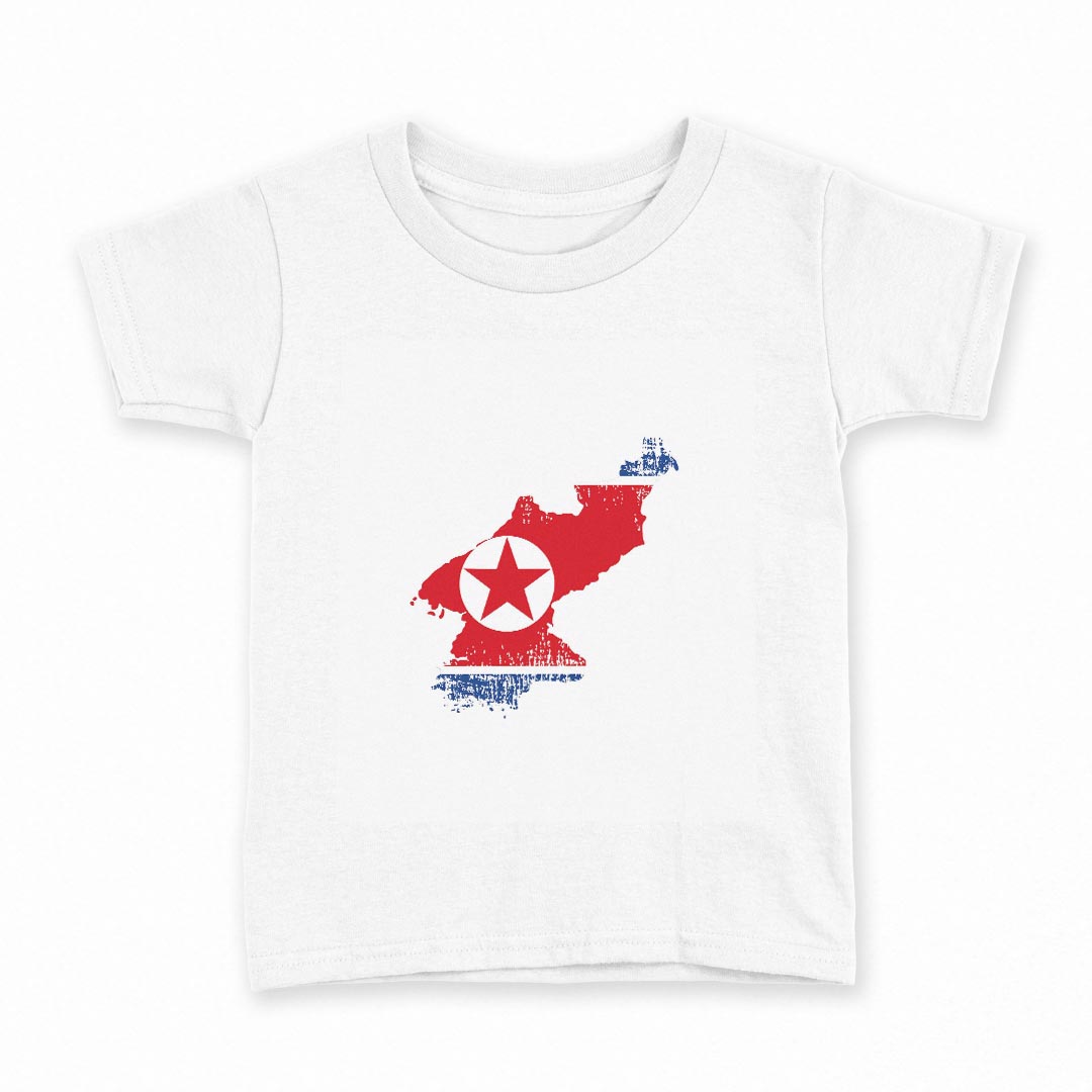 tシャツ キッズ 半袖 白地 デザイン 120 サイズ Tシャツ ティーシャツ T shirt 018909 north_korea 北朝鮮
