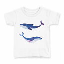 tシャツ キッズ 半袖 白地 デザイン 90 Tシャツ ティーシャツ T shirt 018991 クジラ 海(4)