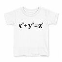 tシャツ キッズ 半袖 白地 デザイン 140 サイズ Tシャツ ティーシャツ T shirt 019000 フェルマー 定理 数式(4)