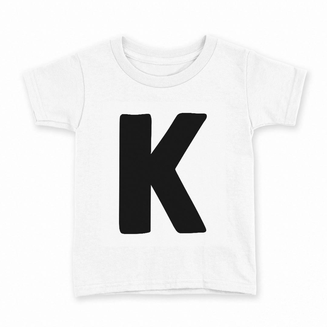 tシャツ キッズ 半袖 白地 デザイン 100 サイズ Tシャツ ティーシャツ T shirt 019191 文字 k アルファベット(4.0)