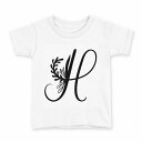 tシャツ キッズ 半袖 白地 デザイン 100 サイズ Tシャツ ティーシャツ T shirt 019224 文字 h アルファベット(4)