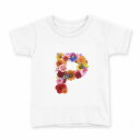 tシャツ キッズ 半袖 白地 デザイン 110 サイズ Tシャツ ティーシャツ T shirt 019321 文字 p アルファベット(4)