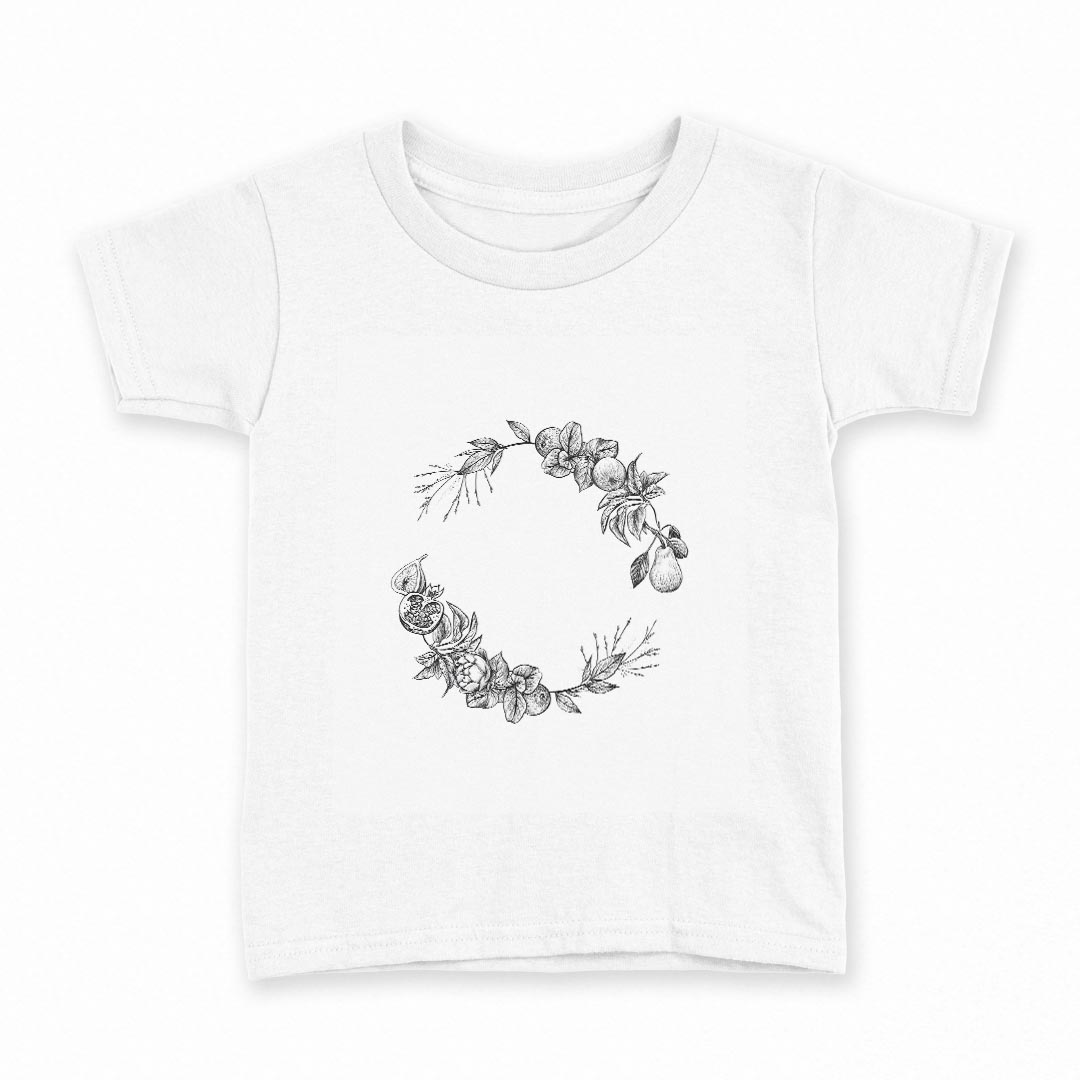 tシャツ キッズ 半袖 白地 デザイン 90 Tシャツ ティーシャツ T shirt 019566 flower モノクロ 花