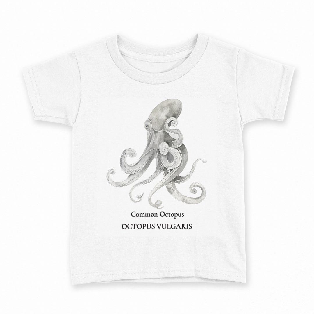 tシャツ キッズ 半袖 白地 デザイン 110 サイズ Tシャツ ティーシャツ T shirt 019730 海の生物 タコ o..