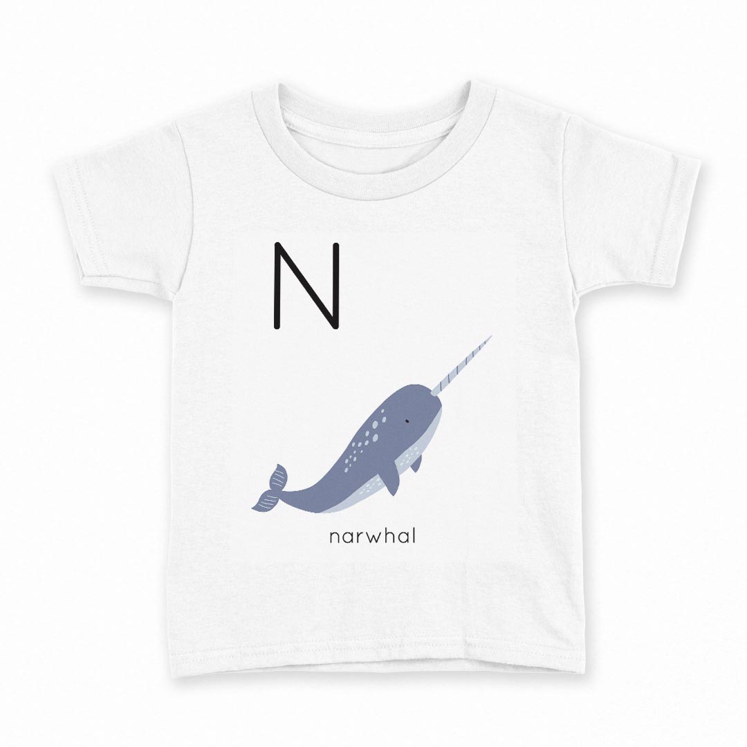 tシャツ キッズ 半袖 白地 デザイン 140 サイズ Tシャツ ティーシャツ T shirt 019946 N narwhal イッカク