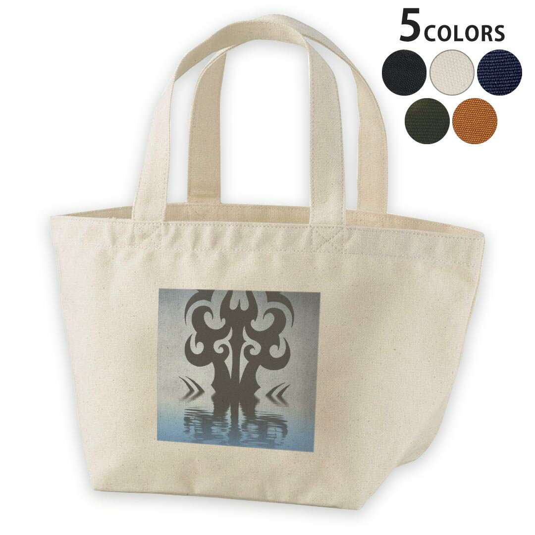 デザインランチバッグ キャンバス デイパック バッグ レディースバッグ トートバッグ ナチュラル 黒 black 000046 タトゥー　水面