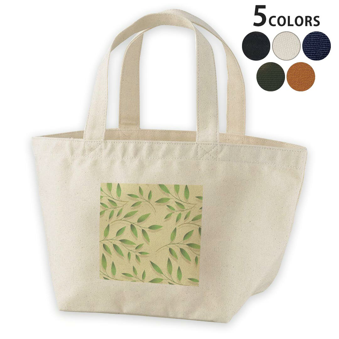 デザインランチバッグ キャンバス デイパック バッグ レディースバッグ トートバッグ ナチュラル 黒 black 000717 リーフ　葉