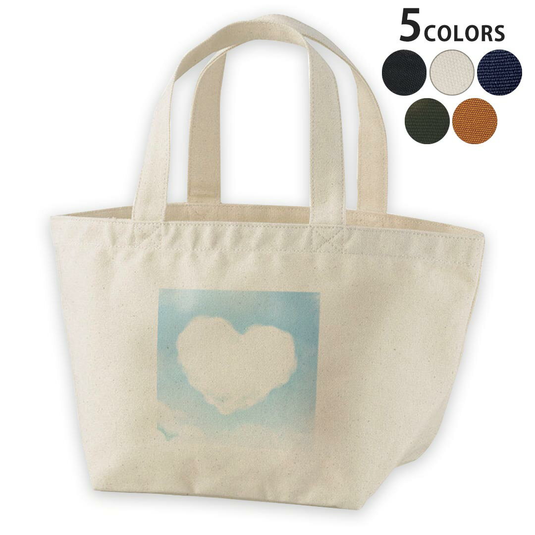 デザインランチバッグ キャンバス デイパック バッグ レディースバッグ トートバッグ ナチュラル 黒 black 001442 ハート　雲