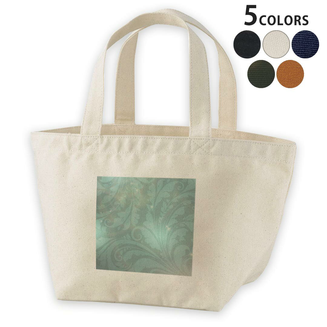 デザインランチバッグ キャンバス デイパック バッグ レディースバッグ トートバッグ ナチュラル 黒 black 001808 植物　緑　シンプル(4.0)