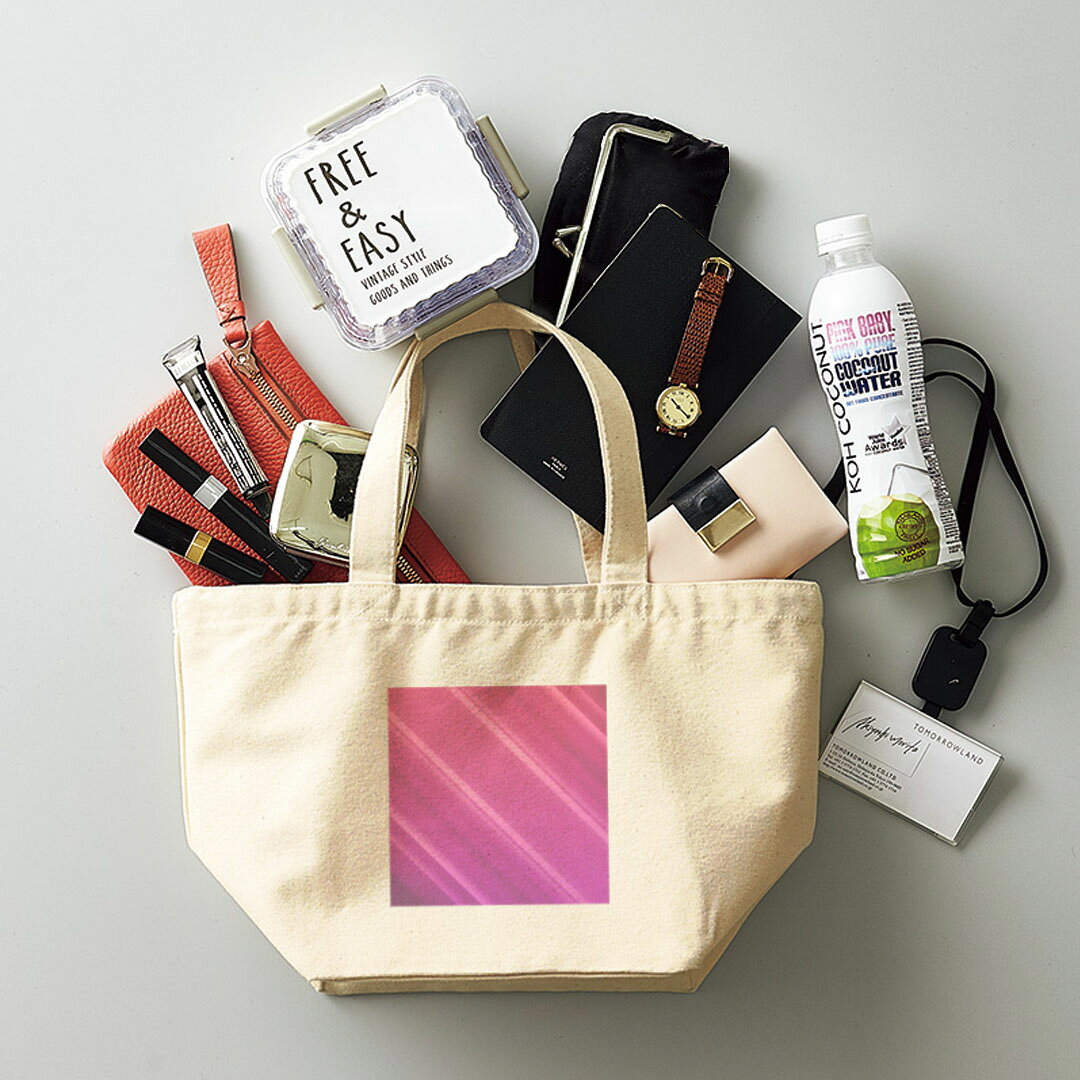 デザインランチバッグ キャンバス デイパック バッグ レディースバッグ トートバッグ ナチュラル 黒 black 001900 シンプル　紫 2