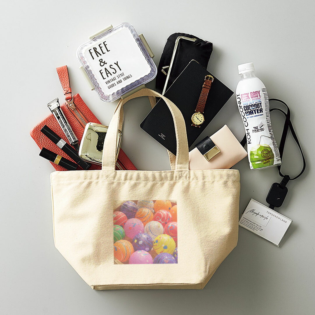 デザインランチバッグ キャンバス デイパック バッグ レディースバッグ トートバッグ ナチュラル 黒 black 002767 夏　祭り　写真