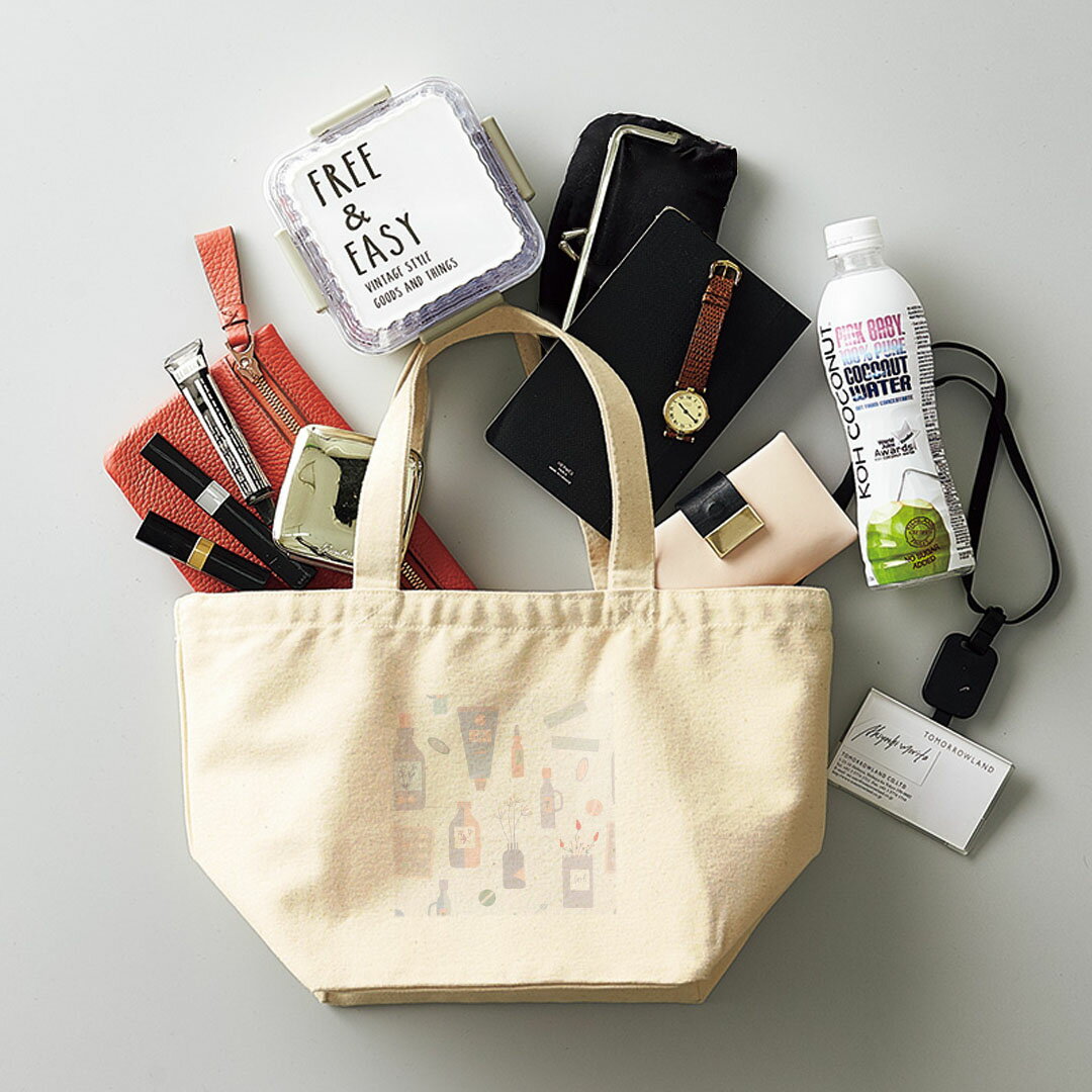 デザインランチバッグ キャンバス デイパック バッグ レディースバッグ トートバッグ ナチュラル 黒 black 010354 インテリア　パステル　おしゃれ