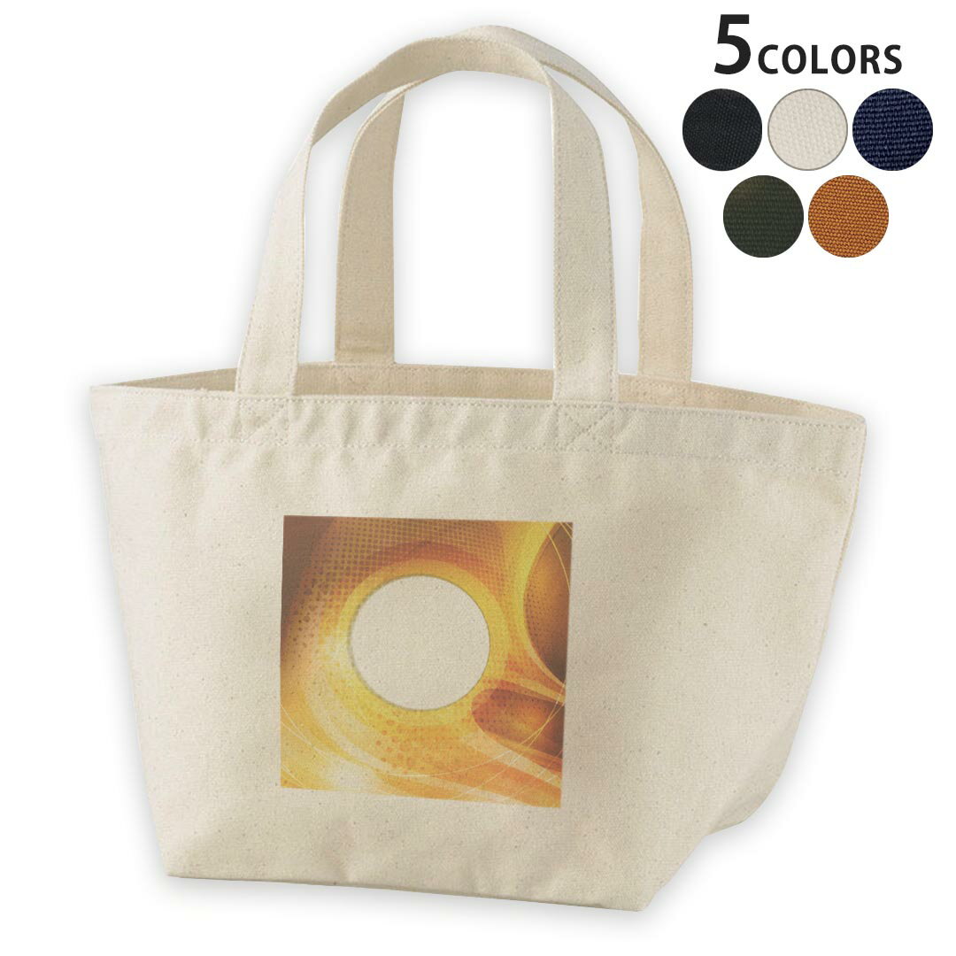 デザインランチバッグ キャンバス デイパック バッグ レディースバッグ トートバッグ ナチュラル 黒 black 002189 模様　オレンジ