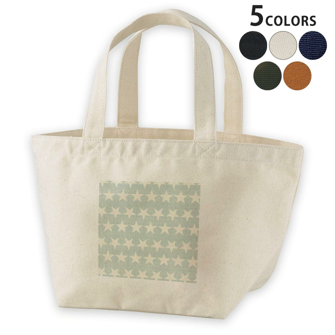デザインランチバッグ キャンバス デイパック バッグ レディースバッグ トートバッグ ナチュラル 黒 black 002528 星　模様　緑