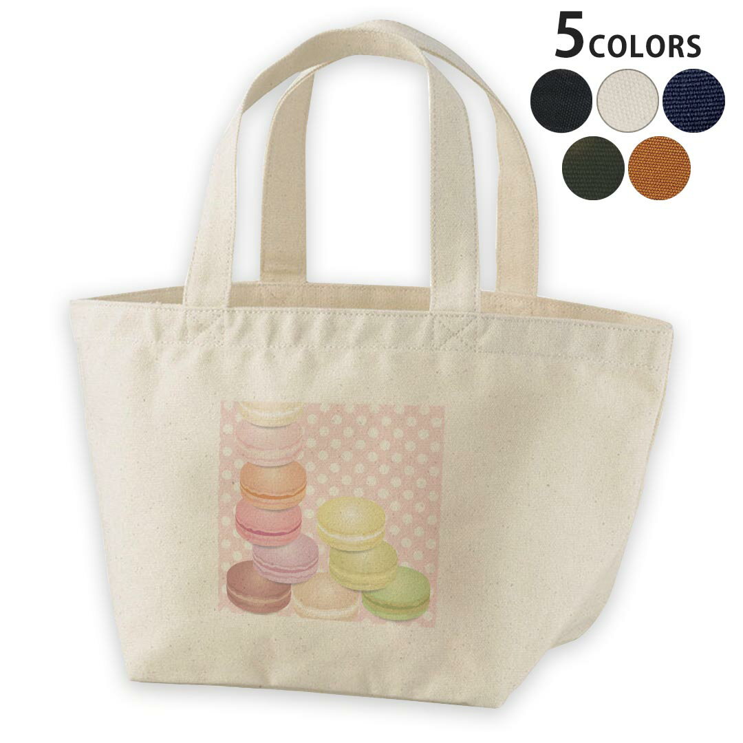 デザインランチバッグ キャンバス デイパック バッグ レディースバッグ トートバッグ ナチュラル 黒 black 002678 マカロン 水玉 カラフル