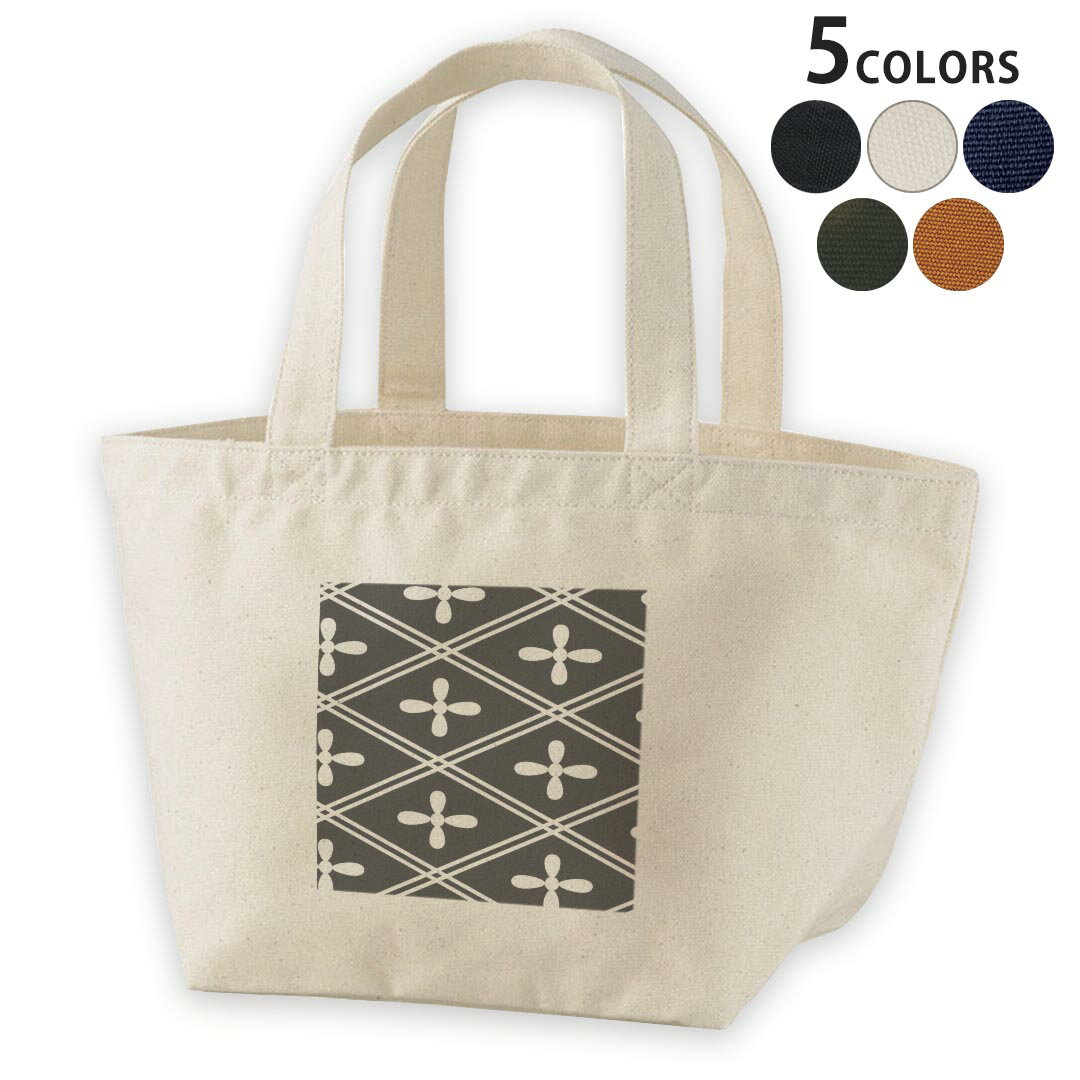 デザインランチバッグ キャンバス デイパック バッグ レディースバッグ トートバッグ ナチュラル 黒 black 003772 花 チェック 黒 白