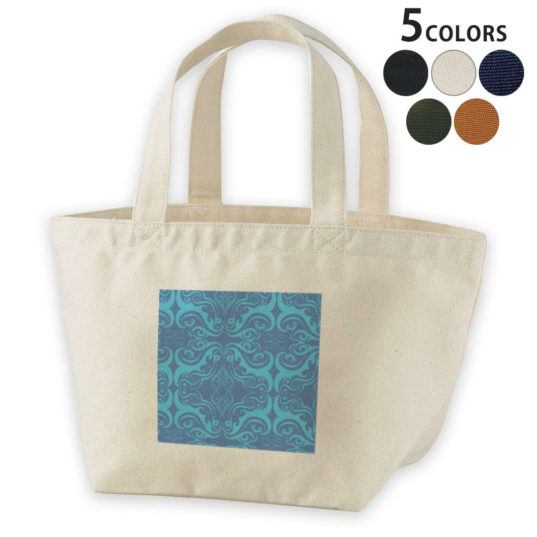 デザインランチバッグ キャンバス デイパック バッグ レディースバッグ トートバッグ ナチュラル 黒 black 003869 模様　エレガント青