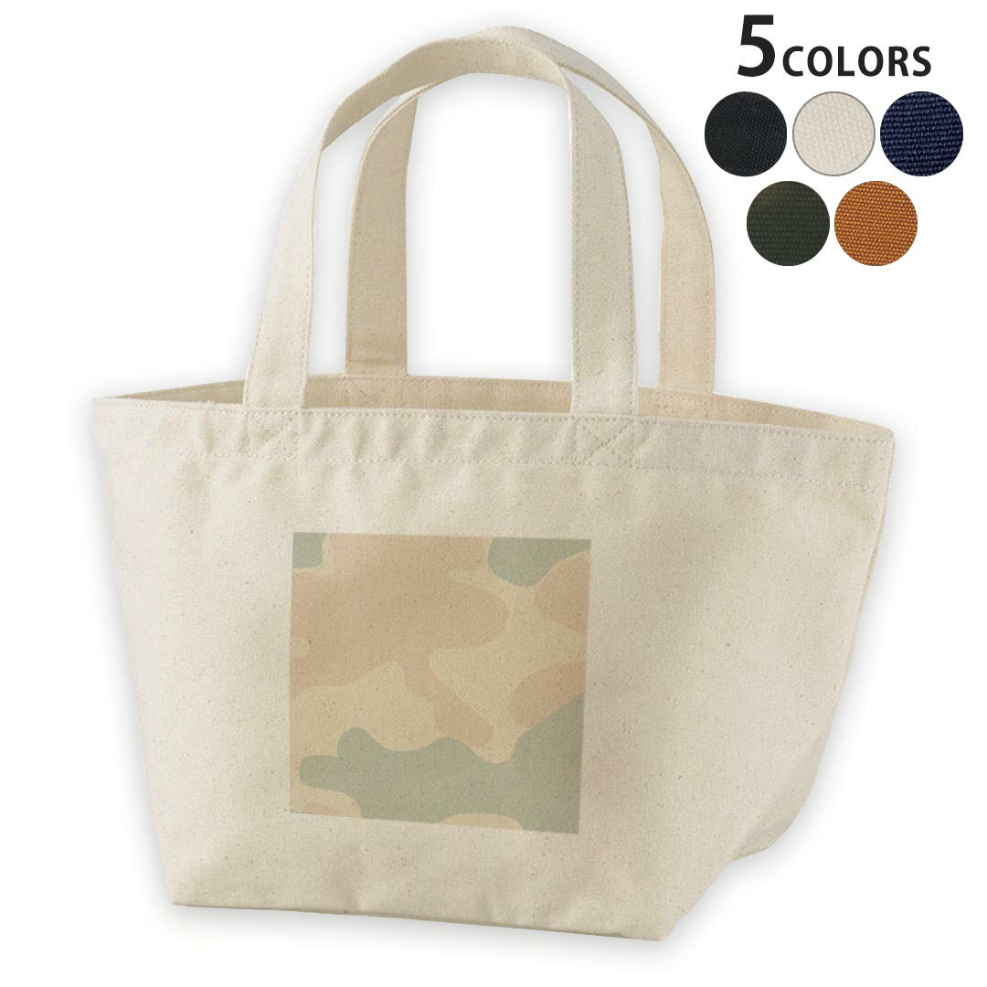 デザインランチバッグ キャンバス デイパック バッグ レディースバッグ トートバッグ ナチュラル 黒 black 003902 迷彩　カモフラ　模様