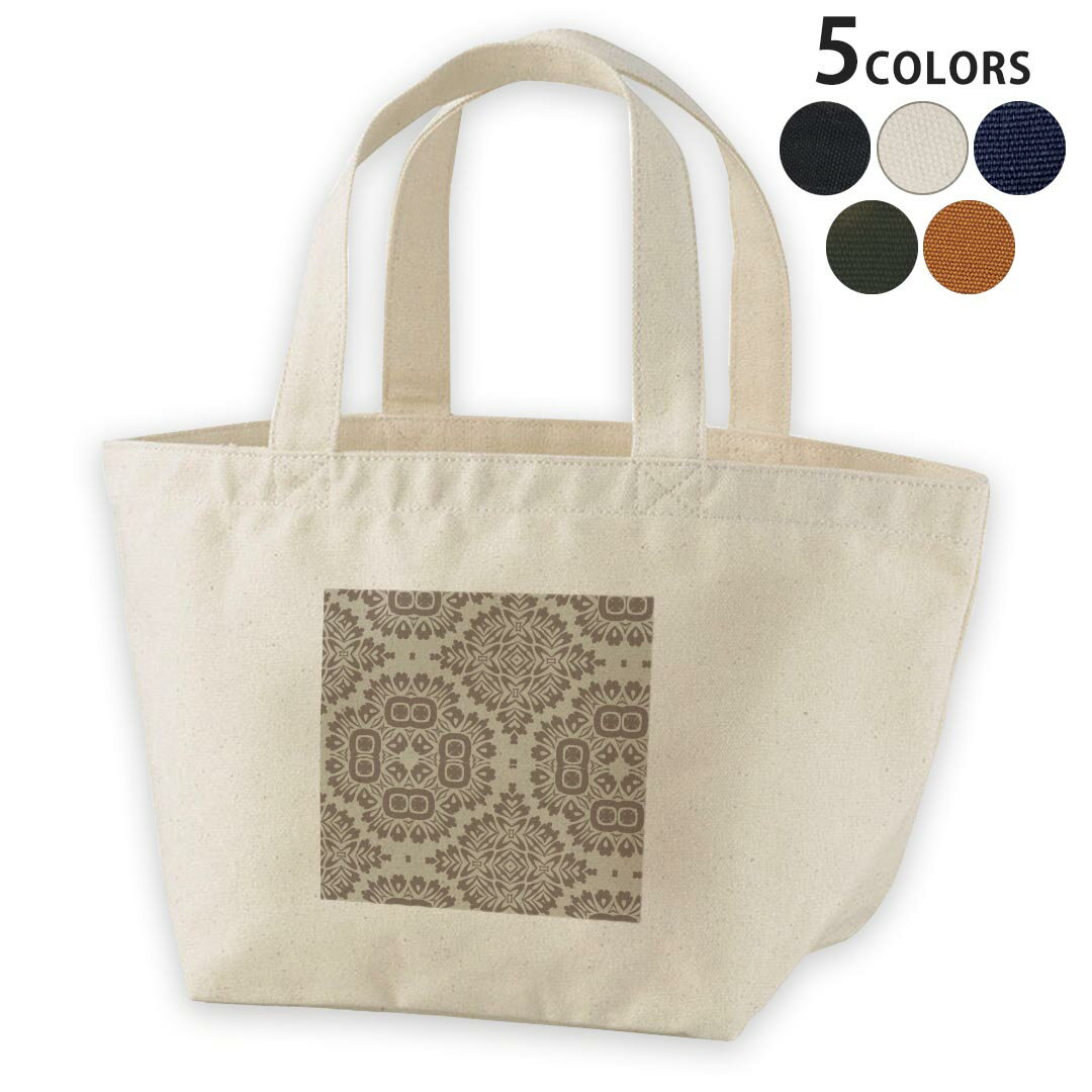 デザインランチバッグ キャンバス デイパック バッグ レディースバッグ トートバッグ ナチュラル 黒 black 003985 模様 エレガント グレー