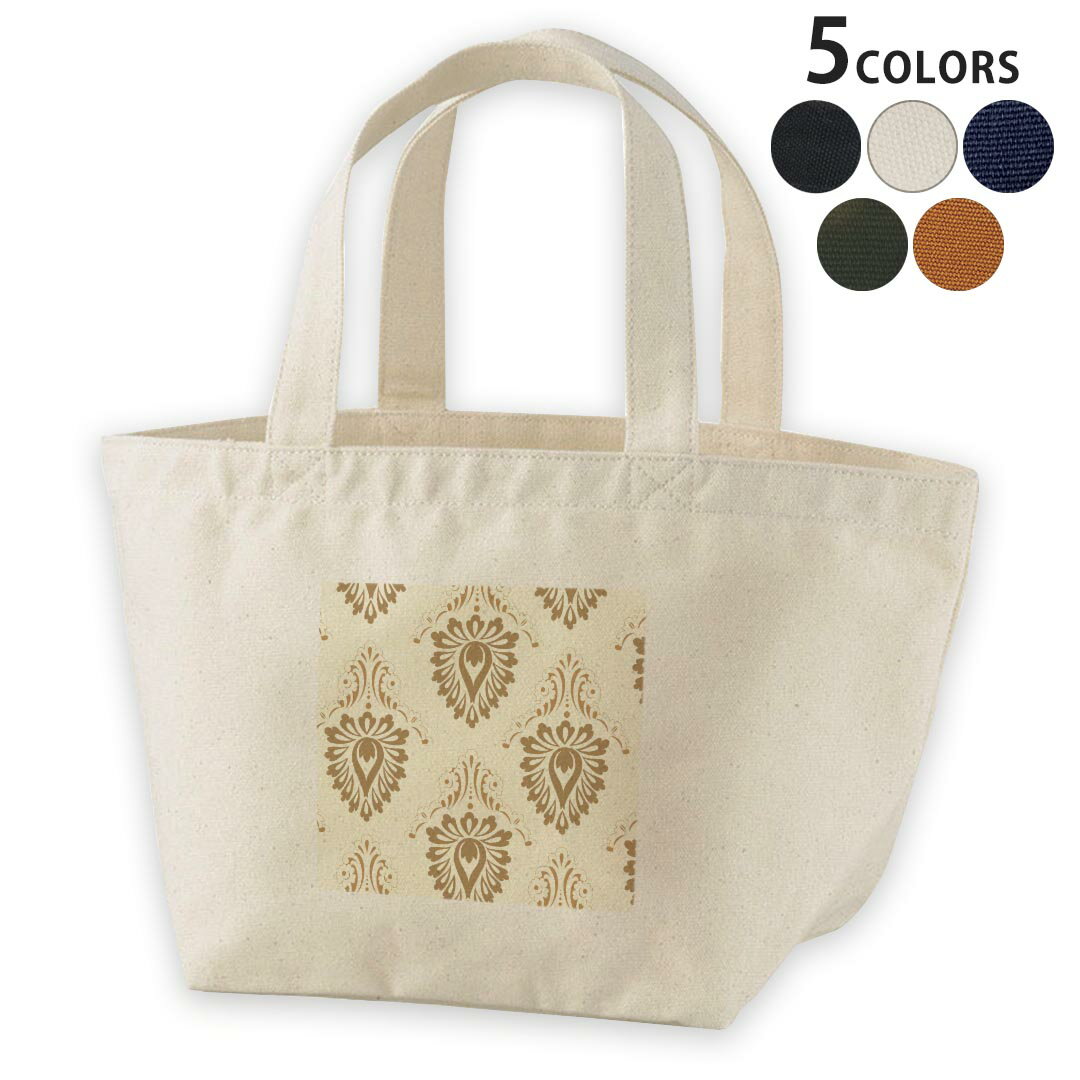 デザインランチバッグ キャンバス デイパック バッグ レディースバッグ トートバッグ ナチュラル 黒 black 004095 模様　エレガント　ブラウン