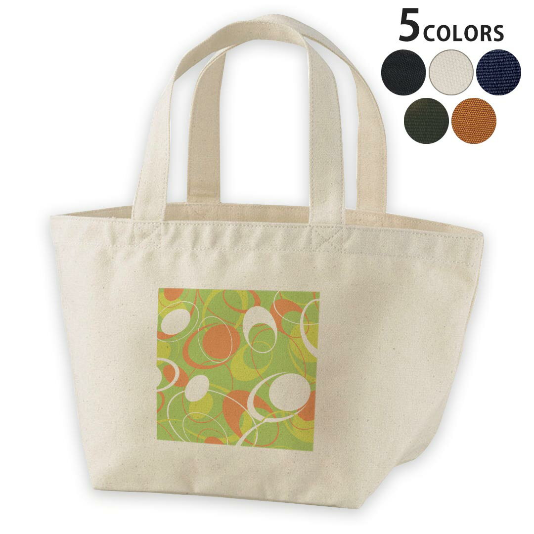 デザインランチバッグ キャンバス デイパック バッグ レディースバッグ トートバッグ ナチュラル 黒 black 004289 模様　緑