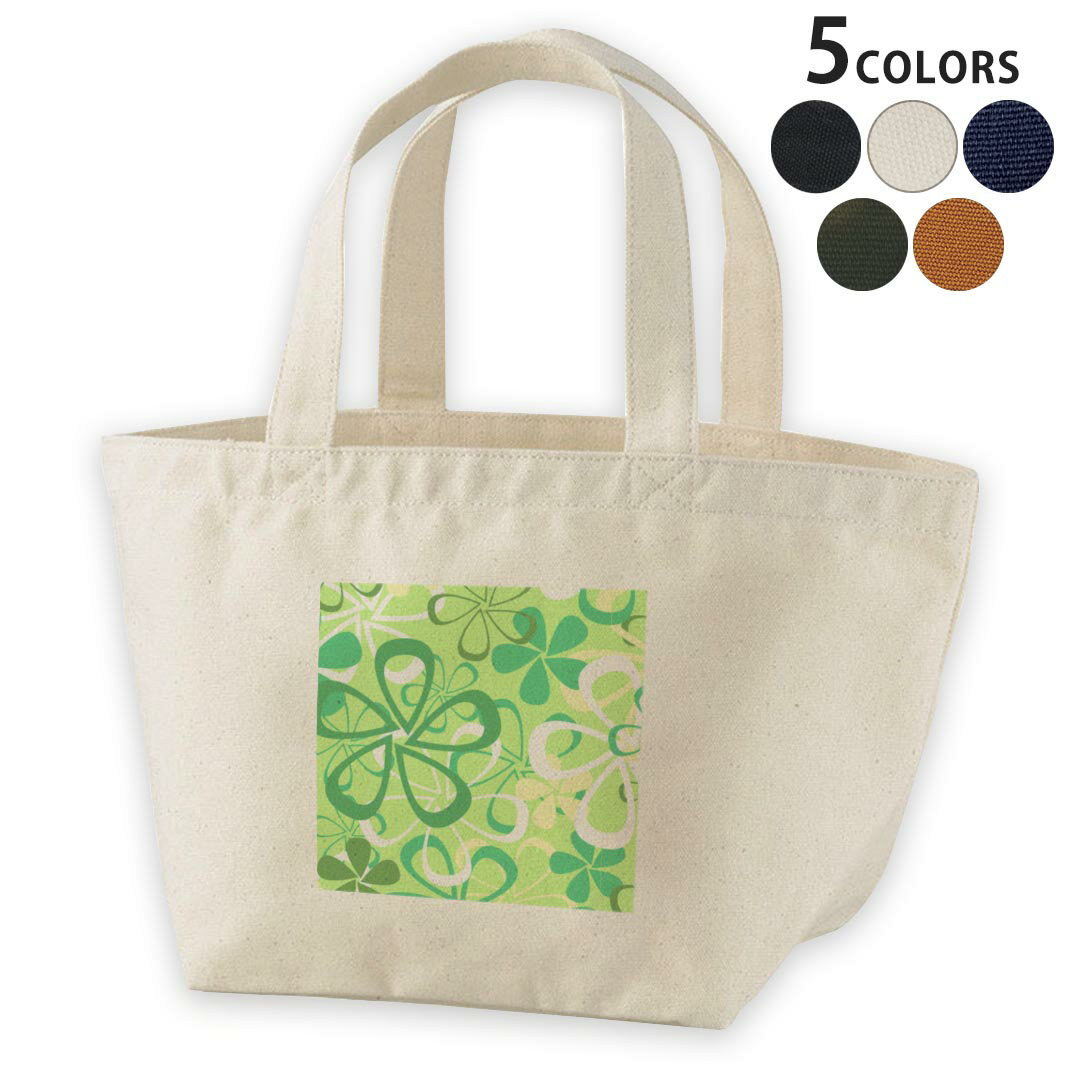 デザインランチバッグ キャンバス デイパック バッグ レディースバッグ トートバッグ ナチュラル 黒 black 004442 花　フラワー　緑