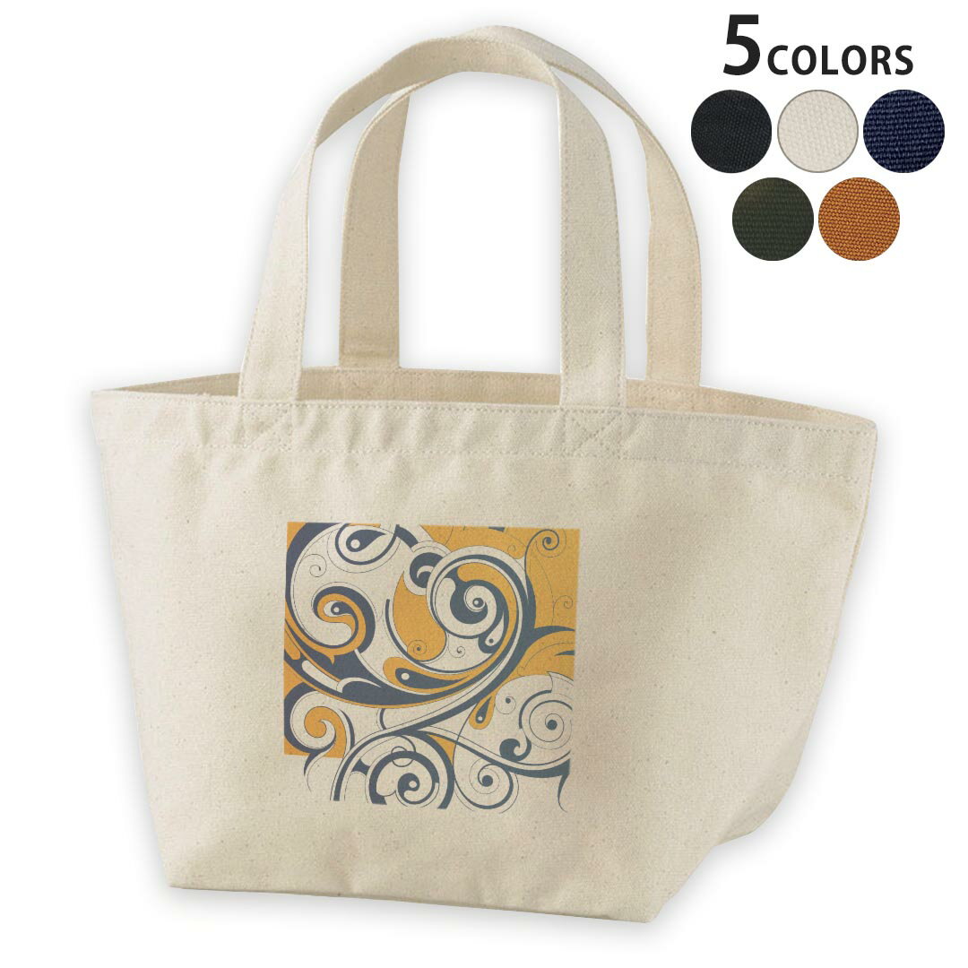 デザインランチバッグ キャンバス デイパック バッグ レディースバッグ トートバッグ ナチュラル 黒 black 004510 模様　シンプル