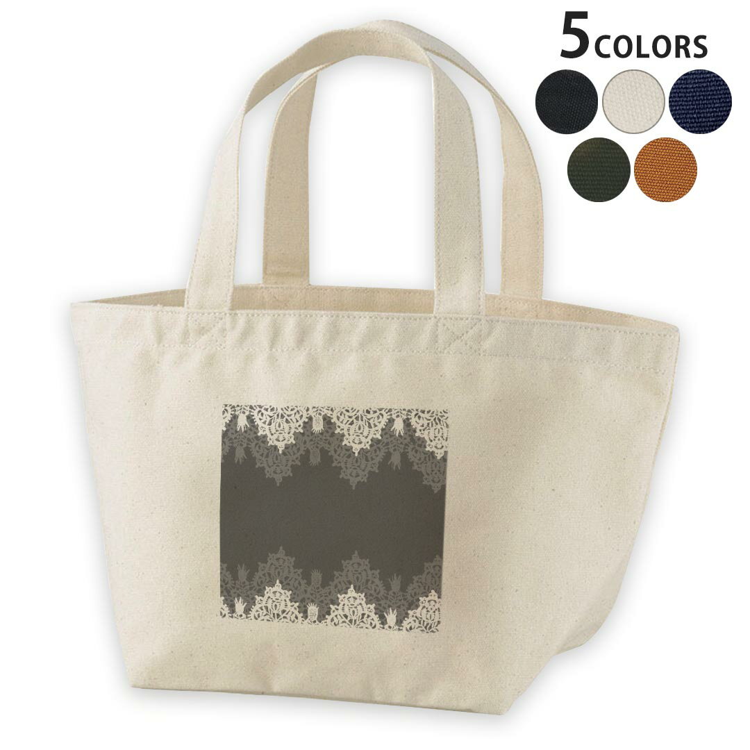 Rakuten - デザインランチバッグ キャンバス デイパック バッグ レディースバッグ トートバッグ ナチュラル 黒 black 004776 黒　模様　シンプル